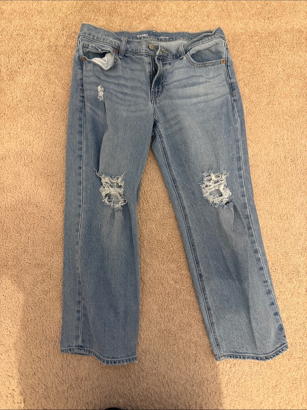 Old Navy Light Blue Distressed Boyfriend Jeans